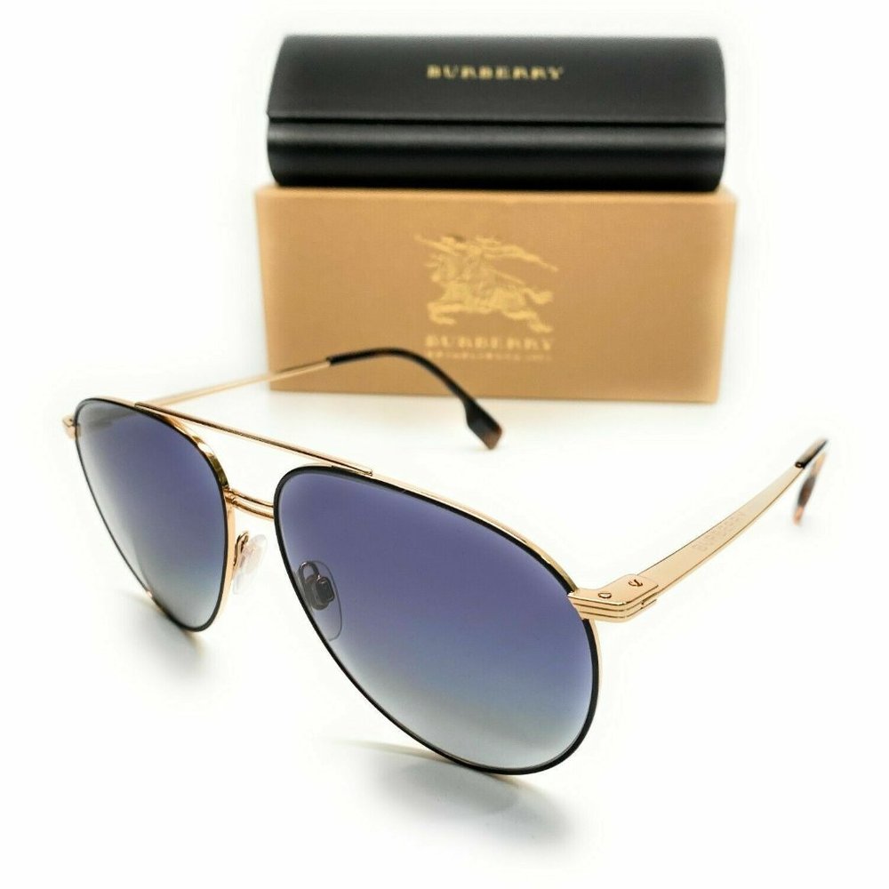 Burberry Men's Blue Gold Arm Sunglasses! New!